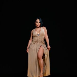 Elegant Tan Evening Gown
